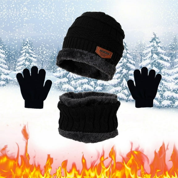 ZSQDM Kids Fleece Scarf Warm Kids Hat Scarf Gloves Three Piece Warm Set beanie for Women Running Hat Scarf ,Hat,& Gloves Radiator Cap