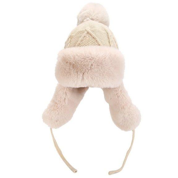 ZSQDM Knit Slouchy Beanie Cosy Beanie Hat Women Warm Faux Trapper Hat Fuzzy Ear Ski Hats For Outdoors Warm Chunky Soft Beanie