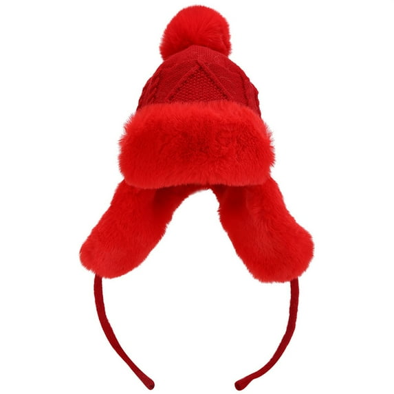 ZSQDM Knit Slouchy Beanie Cosy Beanie Hat Women Warm Faux Trapper Hat Fuzzy Ear Ski Hats For Outdoors Warm Chunky Soft Beanie