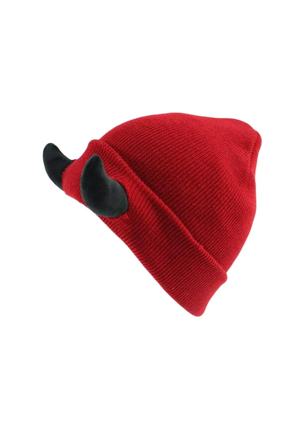 Knit Slouchy Beanie Devil Horns Men Hat Knitted Beanie With Horns Women Hip Hop Daemon Horns Cap For Winter Warm Ski Outdoor Warm Chunky Soft Beanie