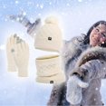 thumbnail image 1 of ZSQDM Knitted Hat Scarf Glove Set for Women Warm Gloves Winter Scarf Winter Set for Cold Weather Gift Women beanie Hat Storage Scarf ,Hat,& Gloves Bald Cap, 1 of 5
