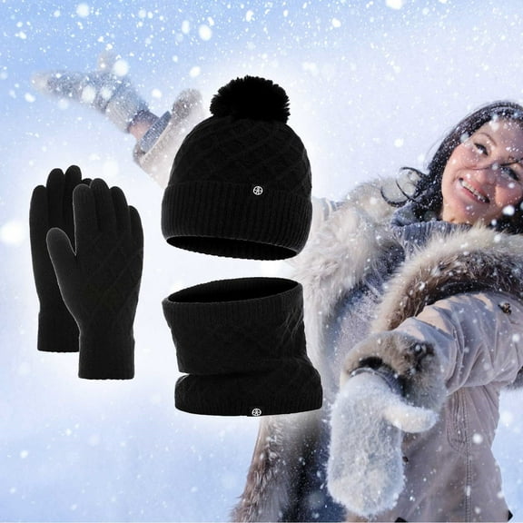 ZSQDM Knitted Hat Scarf Glove Set for Women Warm Gloves Winter Scarf Winter Set for Cold Weather Gift beanie Hat Holder Scarf ,Hat,& Gloves Womens Baseball Caps