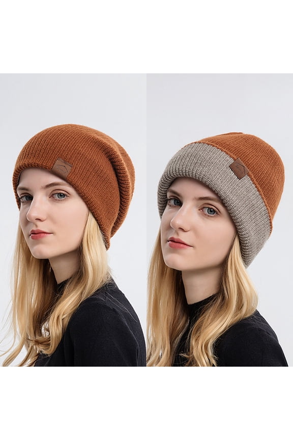 ZSQDM Knitted Hats for Men and Women Neutral Solid Color Warm Couples Hats Can be Worn On Both Sides for Winter beanies Hat Washer Cage Bomber Hats Tire Caps 4 Pack