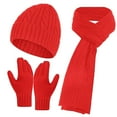 thumbnail image 1 of ZSQDM Knitted Hat Scarf Gloves Man and Women's Fleece Cold Warm Three Piece Set beanie Richardson 112 Trucker Hat Scarf Hat or Gloves Cap Sleeve Tops for Women, 1 of 3