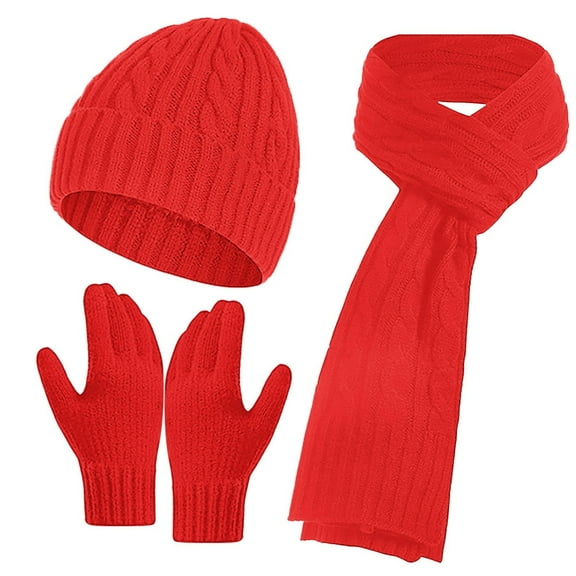 ZSQDM Knitted Wool Hat Scarf Gloves Man and Women's Fleece Cold Warm Three Piece Set beanie Richardson 112 Trucker Hat Scarf ,Hat,& Gloves Cap Sleeve Tops for Women