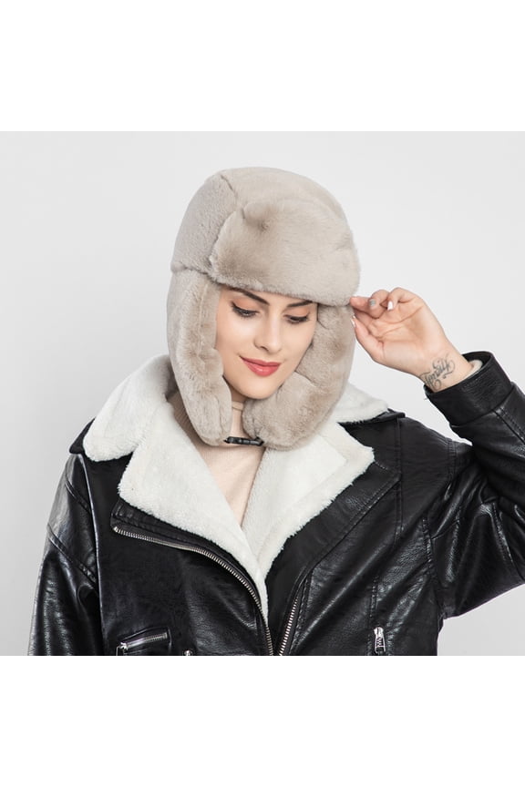 ZSQDM Ladies Winter Plush Fake Thick Hat Ear Protectors Warm Plush Hat beanie of Men Yankees Hat Bomber Hats Chair Leg Caps