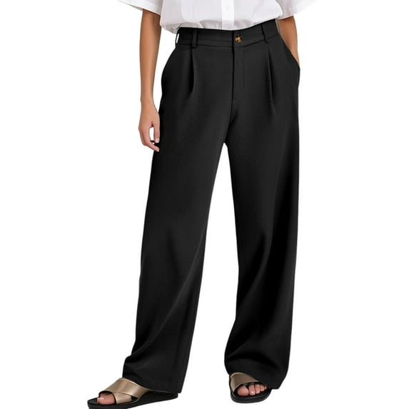 ZSQDM Loose Long Trousers Black Exquisite Hemp Women Blendingpants S
