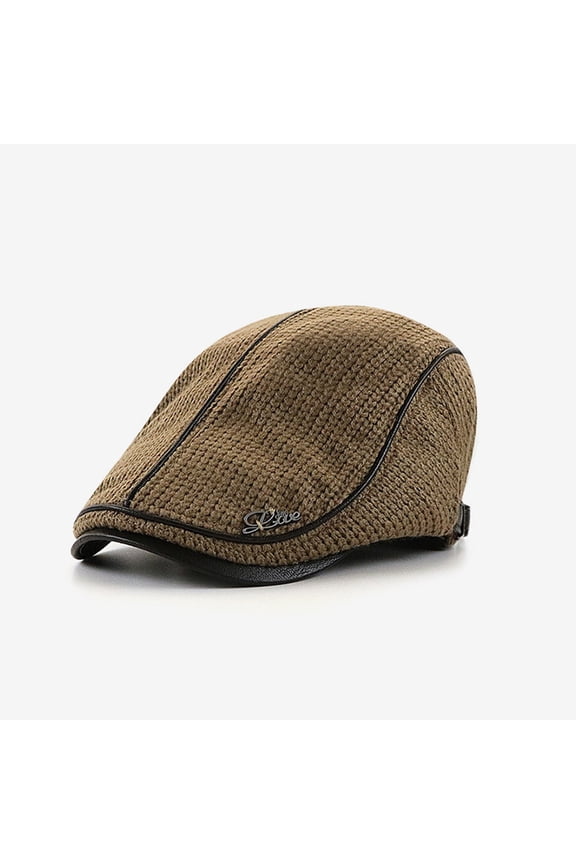 ZSQDM Men's Knit Flat Cap Padded Warm beret Caps Casual Outdoor Visor forward Hat beanie Sun Hats berets Pencil Cap Erasers