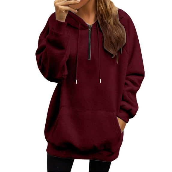 ZSQDM Mode Hoodie Women Women Solid Basic Letter Loose Hoodie Sweatshirt Long Sleeve Pocket Drop Shoulder Pullovers Top Long Sweaters for Women Women Blending Sweatshirt (M)