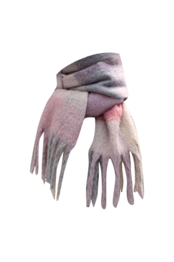 Mulberry Silk Scarfs Women Women Woven Knitted Scarf With Colourful Check Pattern And Long Thick Fringes Warm Winter Neckerchief for Women