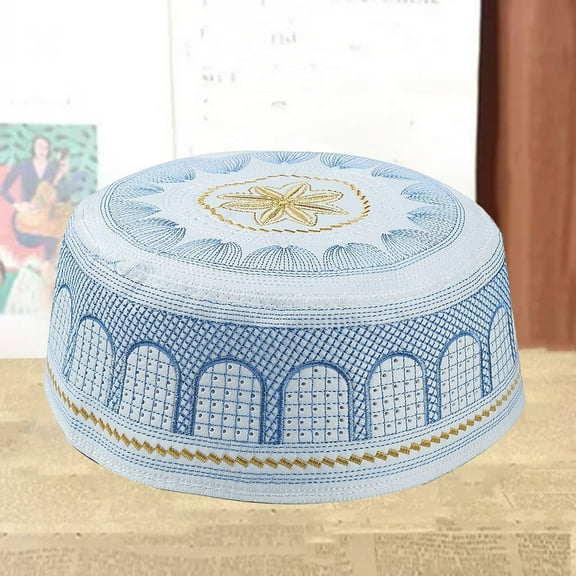 ZSQDM Muslim Cotton Embroidered Flat Hat for Men beanie Cowboy Hat Men Bomber Hats Wig Cap