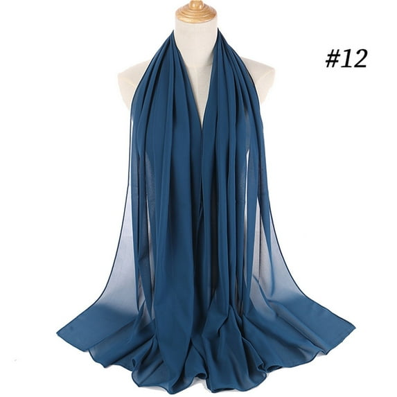 ZSQDM Muslim Hijab Scarf for Women - Chiffon Bubble-Embellished Pearl Rhinestone Wrap Headscarf Breathable