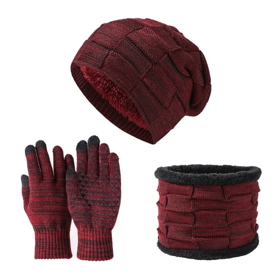 ZSQDM Neutral Women Men Autumn and Winter Hat Thickened Warm Ear Protection Cold Knitted Hat Glove Scarf Three Pcs Set Three Pcs beanie Sun Hats for Men Scarf Hat Gloves Shower Cap for Women