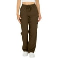thumbnail image 1 of ZSQDM Outdoor Drawstring Wide Leg Pants Coffee Cool Silk Cotton A Casual Pants M, 1 of 8