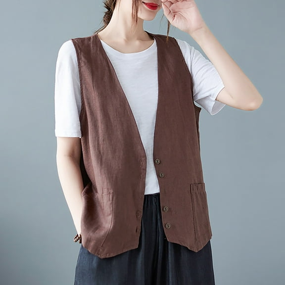 ZSQDM Plaid Vest for Women Fall Winter Sleeveless Blazer Jackets Womens Jacket Long Women's Blended Vest Ladies' Sleeveless Denim Shirt Vest Loose Waistcoat Jacket(Xxl）