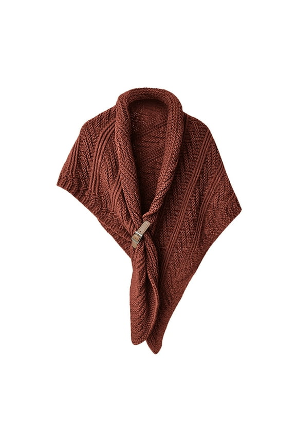 Ponchos Adult Knitted Shawl With Leather Buckle Women's Wrap Autumn Winter Scarf Warm Cozy Fashion Pashmina Crochet Ponchos Ponchos for Men