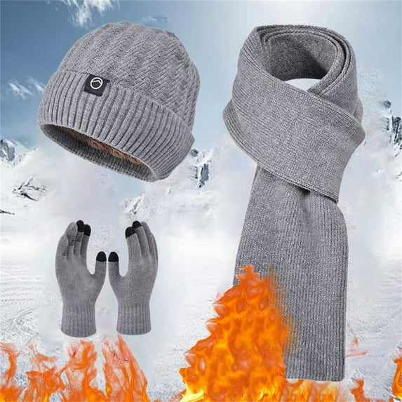 ZSQDM Scarf Gloves Hat Set for Teen Girls Women or Men Autumn Winter Warm Hat Scarf Gloves Three Pieces beanie of Men Fan Hats for Men Scarf Hat or Gloves Disposable Shower Caps