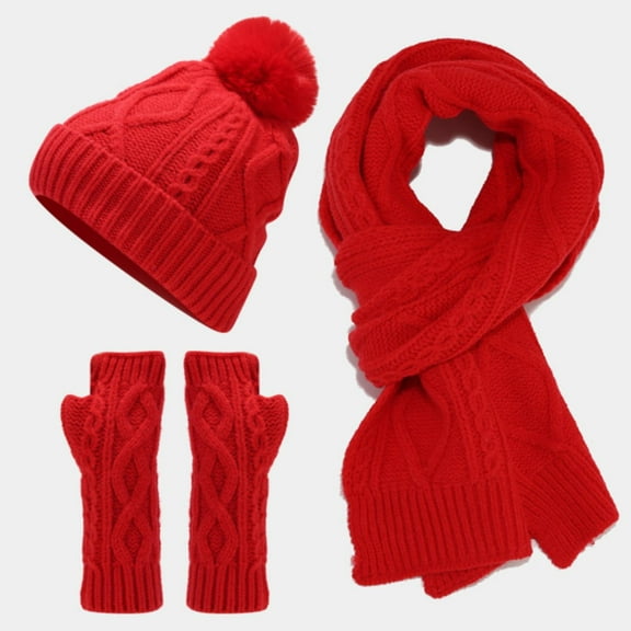 ZSQDM Scarf Gloves Hat Set for Teen Girls Women or Men Autumn Winter Warm Hat Scarf Gloves Three Pieces beanie of Men Lift Hard Hat Scarf Hat or Gloves Cat Claw Caps