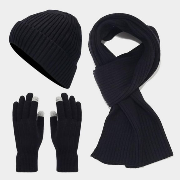 ZSQDM Scarf Gloves Hat Set for Teen Girls Women&Men Autumn Winter Warm Wool Hat Scarf Gloves Three Pieces beanie Wide Brim Hats for Women Scarf ,Hat,& Gloves Black Baseball Cap