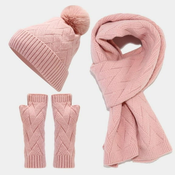ZSQDM Scarf Gloves Hat Set for Teen Girls Women&Men Autumn Winter Warm Wool Hat Scarf Gloves Three Pieces beanies Gulf of America Hat Scarf ,Hat,& Gloves Shot Bottles with Caps
