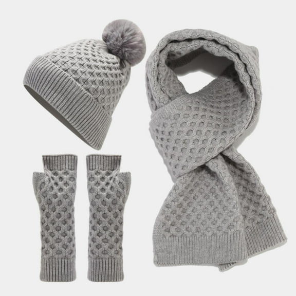 ZSQDM Scarf Gloves Hat Set for Teen Girls Women&Men Autumn Winter Warm Wool Hat Scarf Gloves Three Pieces beanies Hard Hat Scarf ,Hat,& Gloves Tire Caps 4 Pack