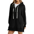 thumbnail image 1 of ZSQDM Solid Warm Zipper Hoodie Sweatshirt Pullover Long Sleeve Pocket Sweatshirt Tops Black Women Blending Sweatshirt (S), 1 of 5