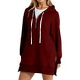 thumbnail image 1 of ZSQDM Solid Warm Zipper Hoodie Sweatshirt Pullover Long Sleeve Pocket Sweatshirt Tops Wine Women Blending Sweatshirt (Xxxl), 1 of 5