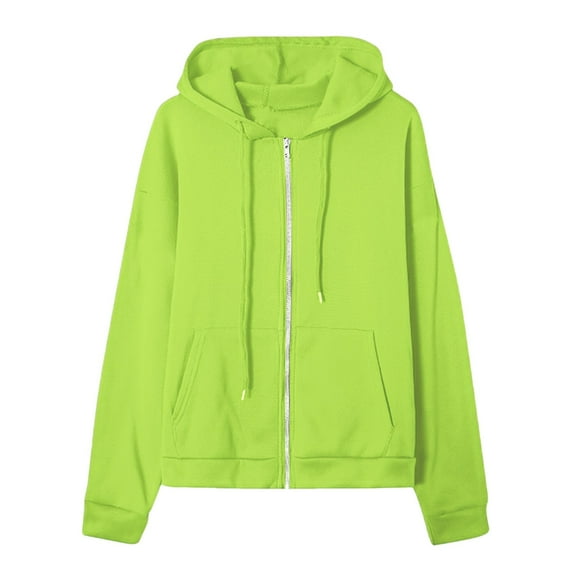 ZSQDM Thermal Zip Up Hoodie Oversized Sweatshirts For Women Cropped Zipper Hoodies Cute Outfits Full Zip Fall Winter 2026 Trendy Clothes Green Women Polyester Coat (Xl)