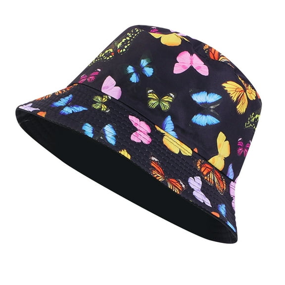 ZSQDM Unisex Print Double Side Wear Reversible Bucket Hat Trendy Cotton Twill Canvas Sun Fishing Hat Fashion Cap Women beanie Hats Bucket Hats Caps