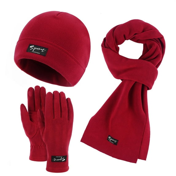 ZSQDM Winter Beanie Hat Scarf Gloves Set, Women&Men Autumn Winter Warm Cute Wool Hat Scarf Gloves Three Pieces Winter Knit Cap Screen Mittens Scarves Sets Womens Winter Hat Scarf Gloves Set,