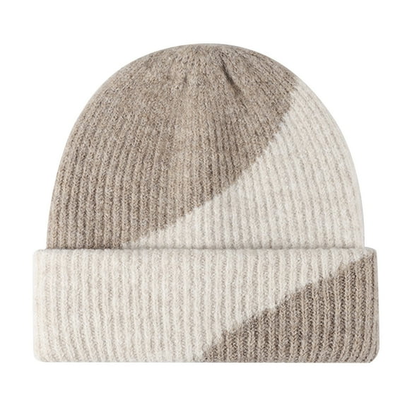 ZSQDM Winter Leisure Warm Upholstered Outdoor Warm Upholstered Color Contrast Wool Knitted Hat Warm Waist Hat Color Contrast Knitted Wool Hat beanies Maga Hat Bomber Hats Mens Caps