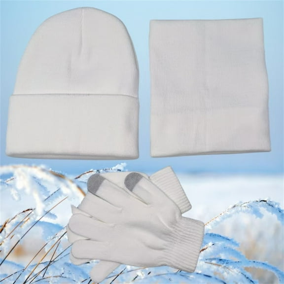 ZSQDM Winter beanie Hat Scarf Gloves Warm Fleece Knit Winter Hats Screen Gloves Neck Scarf Set Gifts for Unisex Adult beanie for Women Fedora Hats for Men Scarf Hat Gloves 5 Gallon Water Jug Cap