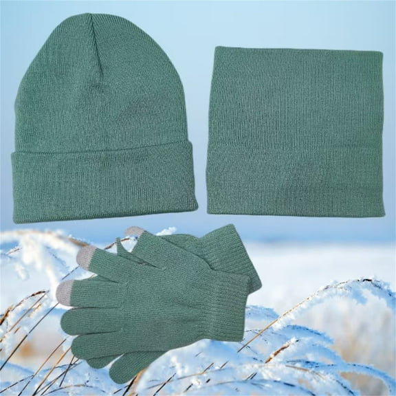 ZSQDM Winter beanie Hat Scarf Gloves Warm Fleece Knit Winter Hats Screen Gloves Neck Scarf Set Winter Gifts for Unisex Adult Women beanie Hard Hat Sun Shade Scarf ,Hat,& Gloves Cap Gun