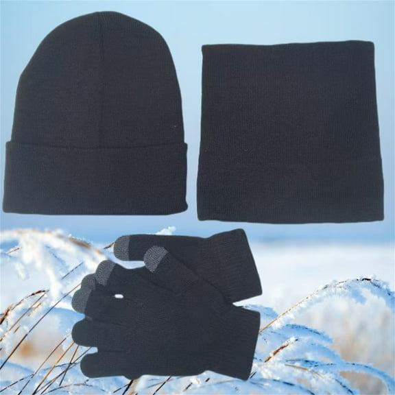 ZSQDM Winter beanie Hat Scarf Gloves Warm Fleece Knit Winter Hats Screen Gloves Neck Scarf Set Winter Gifts for Unisex Adult Women beanie Trucker Hat Men Scarf ,Hat,& Gloves Bald Cap