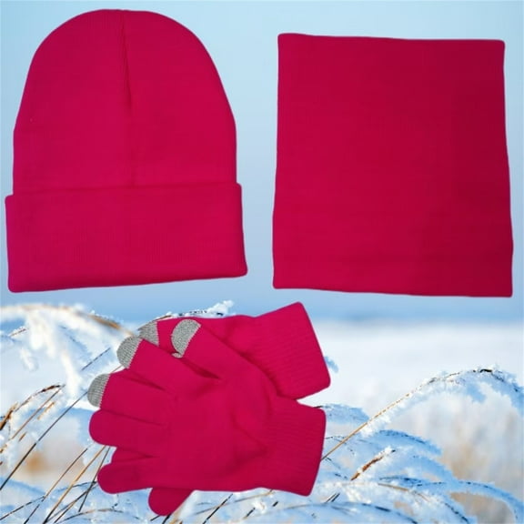 ZSQDM Winter beanie Hat Scarf Gloves Warm Fleece Knit Winter Hats Screen Gloves Neck Scarf Set Winter Gifts for Unisex Adult beanie for Women Hat Storage Scarf ,Hat,& Gloves Swimming Cap for Women