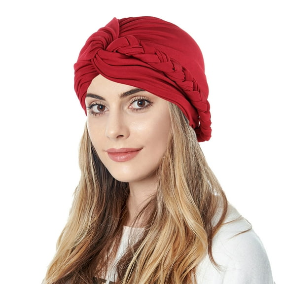ZSQDM Women Braid Turban Hats Hat Cap Hair Bonnet Head Scarf Wrap Cover beanie for Women Womens Trucker Hat Baseball Caps 4X4 Post Caps