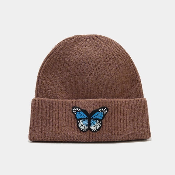 ZSQDM Women Embroidered Butterfly Warm Crochet Winter Knit Ski Slouchy Caps Hat Women beanie Hats for Women berets Kitsch Shower Cap