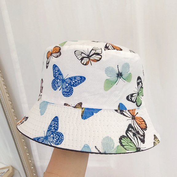 ZSQDM Women Fashion Fisherman Hat Sun Hat Butterfly Print Hat beanie of Men Fedora Hats for Men Bucket Hats Chair Leg Caps