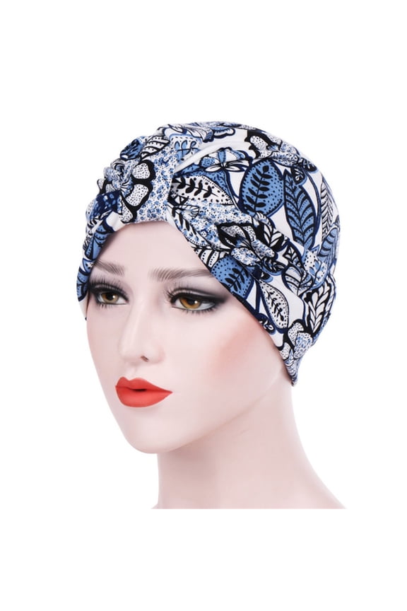 ZSQDM Women India Muslim Stretch Turban Hat Floral Cotton Hair Loss Head Scarf Wrap beanie for Women Sun Hats for Women Baseball Caps Bump Cap