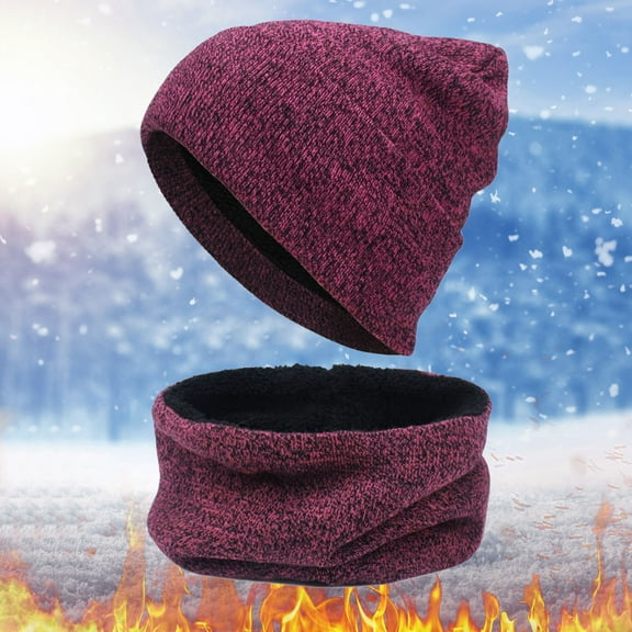 ZSQDM Women or Men Warm Cute Hat Scarf Slouchy Two Pieces Winter Snow Knit Cap Screen Mittens Scarves Sets beanies Hat Storage Scarf Hat or Gloves Key Covers Caps