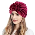 thumbnail image 1 of ZSQDM Women Muslim Turban Flowers Hair Bonnet Head Scarf Wrap Cover beanie for Women Pro Shop Hat Baseball Caps Bump Cap, 1 of 4