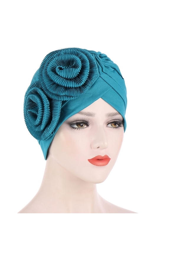 ZSQDM Women Solid Floral India Hat Muslim Ruffle Cancer Chemo Hat beanie Wrap Cap Women beanie Captain Hat Baseball Caps Wig Caps