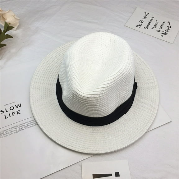ZSQDM Women Wide Brim Straw Panama Roll Up Hat beach Sun Hat Women beanie Bucket Hat Baseball Caps Migraine Relief Cap