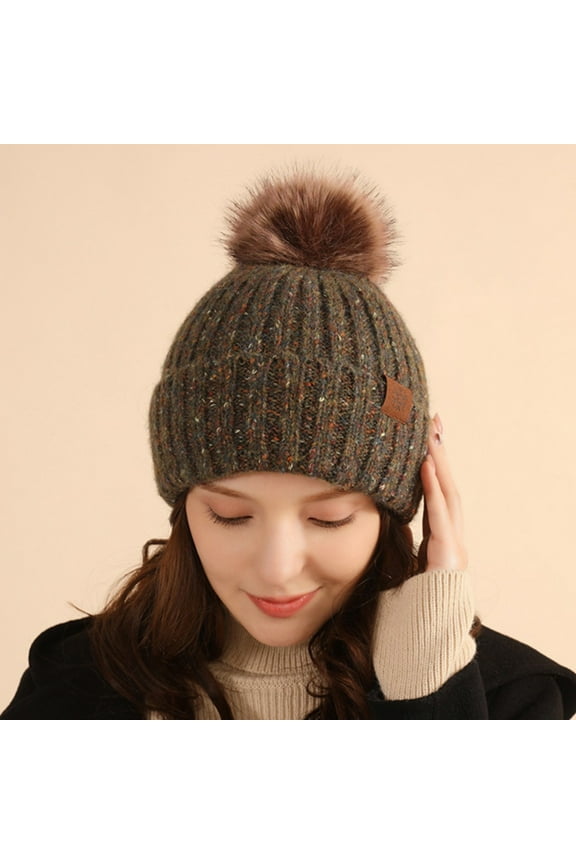 ZSQDM Women Winter Hat Warmer Casual Plush Crochet Multicolor Women Hats Knit Ball Baseball Caps beanie for Women Melin Hats for Men Bomber Hats Baseball Cap Washing Cage