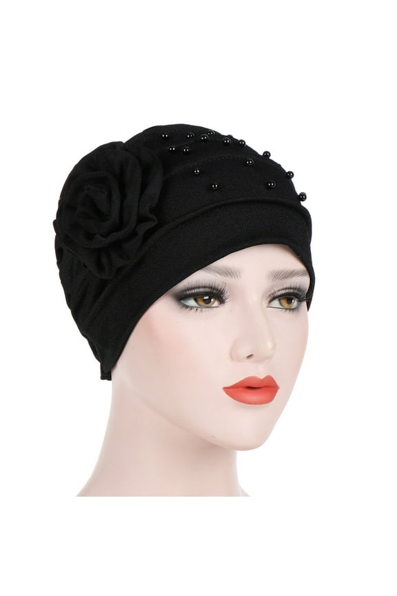 ZSQDM Women beading India Hat Muslim Ruffle Cancer Chemo beanie Floral Turban Wrap Cap Women beanie Hat Organizer for Baseball Caps Baseball Caps Migraine Cap
