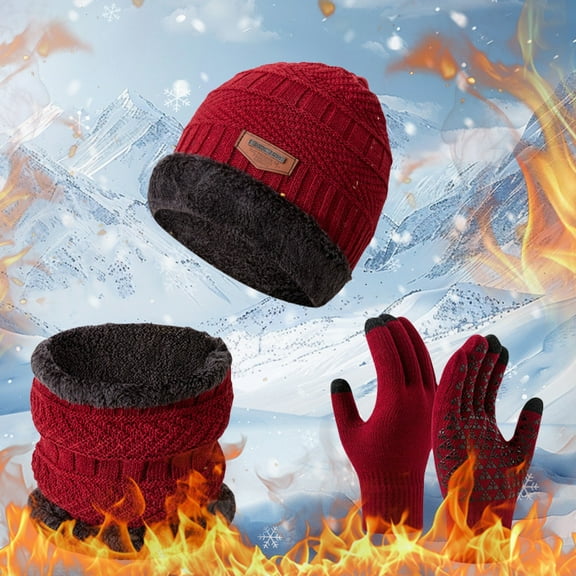 ZSQDM Women's 2026 New Outdoor Neck Plush Thickened Hat Neck Glove Three Piece Set beanie for Women Mens Sun Hat Scarf ,Hat,& Gloves Shower Cap Reusable Waterproof