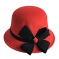 thumbnail image 1 of ZSQDM Women's Autumn and Winter Bow Knot Round Top Casual Fisherman's Basin Cap Small Bowler Hat beanie of Men Hard Hat Bucket Hats Baseball Cap Organizer, 1 of 3