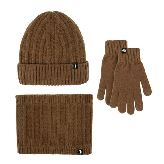 ZSQDM Women's Autumn and Winter Woolen Hat Set Outdoor Warmth Thickened Plush Hat Scarf Glove Three Piece Set beanie of Men Hat Rack Scarf ,Hat,& Gloves Baseball Caps for Men