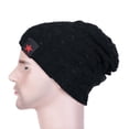 thumbnail image 1 of ZSQDM Women's Autumn and Winter New Hollow Out Double Stripe Warm Wool Knitted Hat Women beanie Maga Hat Scarf ,Hat,& Gloves Welding Cap, 1 of 3