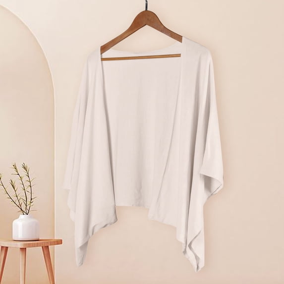ZSQDM Women's Cardigan Women's Linen Cardigan 3/4 Sleeve Shrugs Open Front Loose Shawl Wrap Cover Ups Lightweight Shrug Lightweight Cardigans for Women Womens Sweaters(M)
